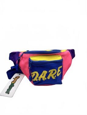 D.A.R.E. Neon Colorblock Fanny Pack Retro 80s 90s Waist Bag Pink Blue